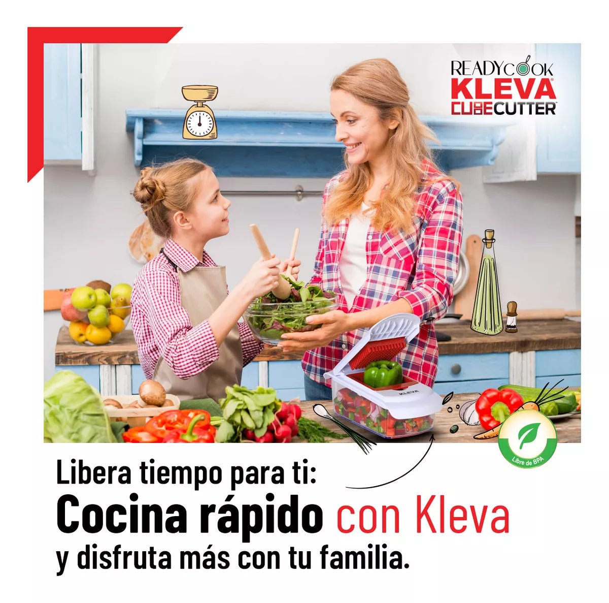 KLEVA CUBE: Cortador de Alimentos Multifuncional
