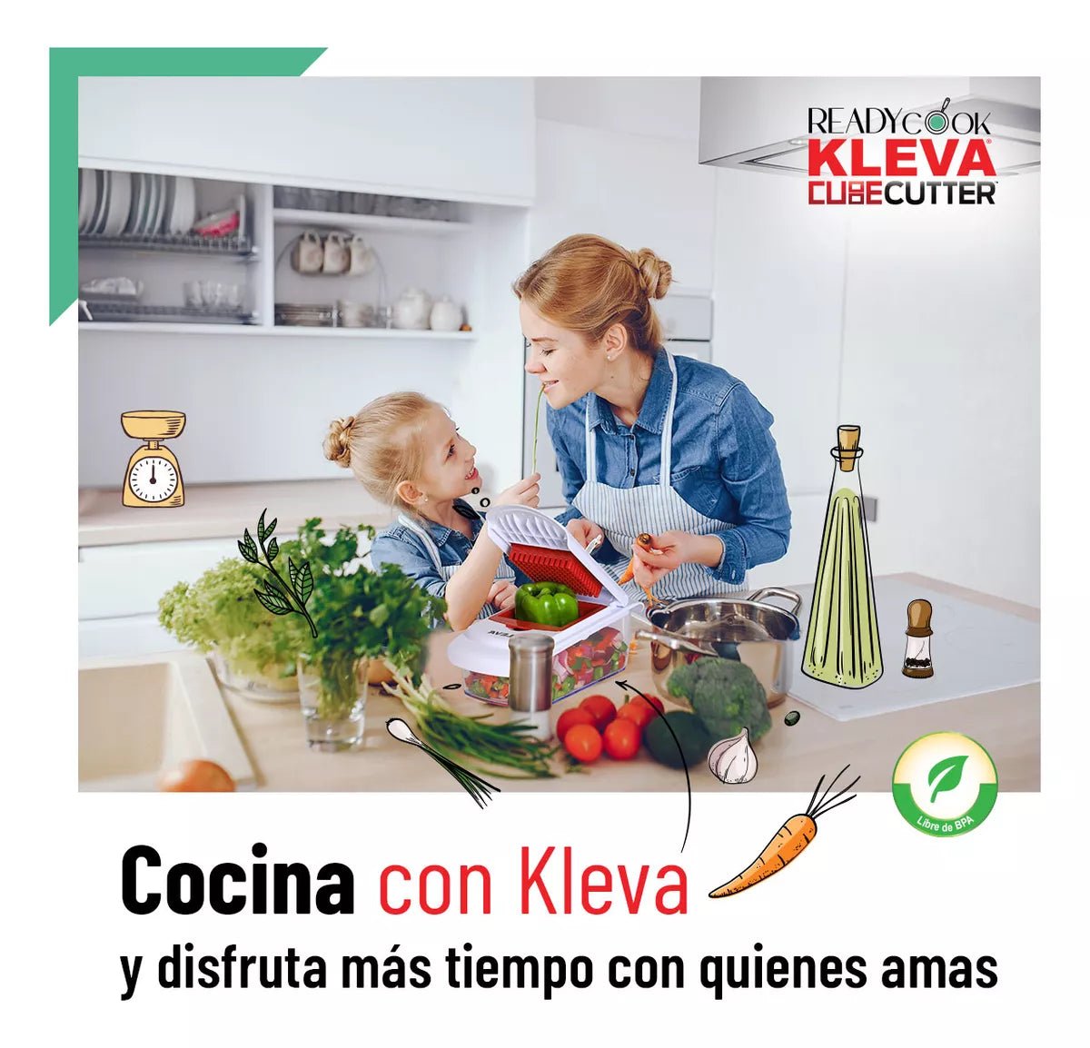 KLEVA CUBE: Cortador de Alimentos Multifuncional