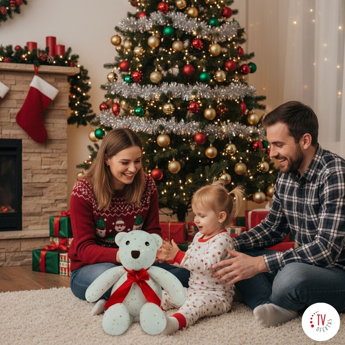 Oso de Peluche Navideños: Estrellas de Marfil