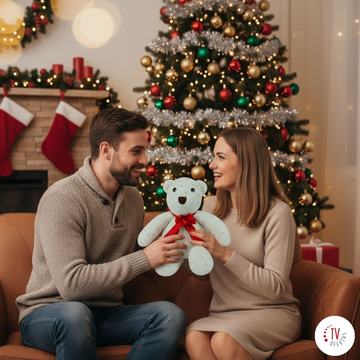 Oso de Peluche Navideños: Estrellas de Marfil