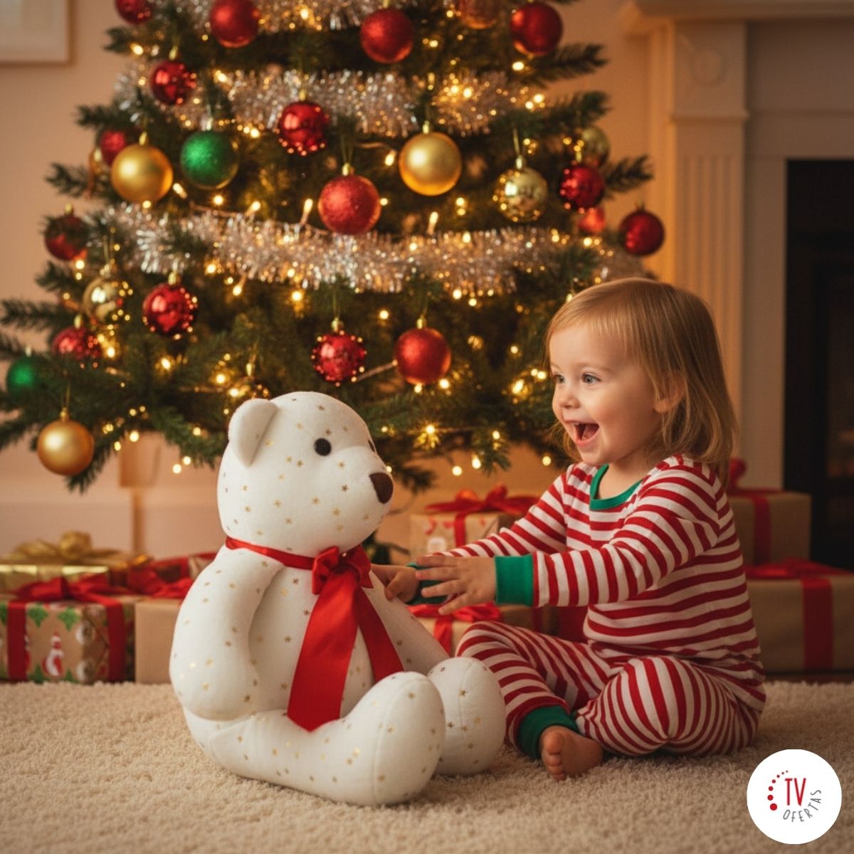 Oso de Peluche Navideños: Estrellas de Marfil