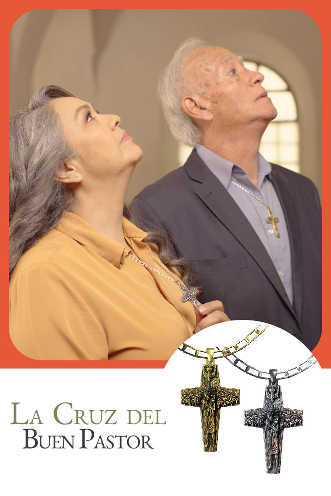 Cruz Del Buen Pastor - 2pzas con Cadenas + Medalla Virgen Guadalupe
