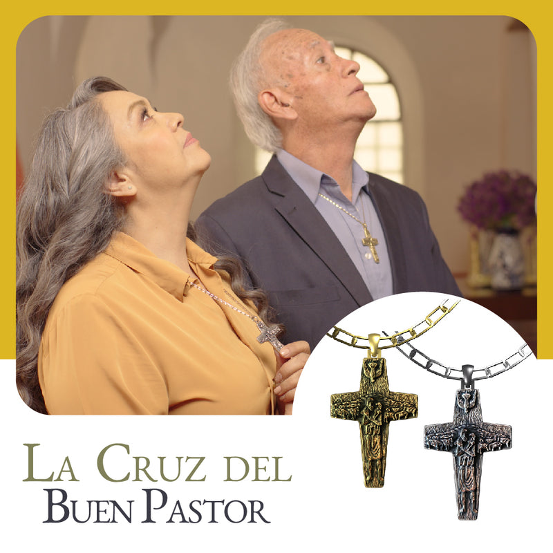 Cruz Del Buen Pastor - 2pzas con Cadenas + Medalla Virgen Guadalupe