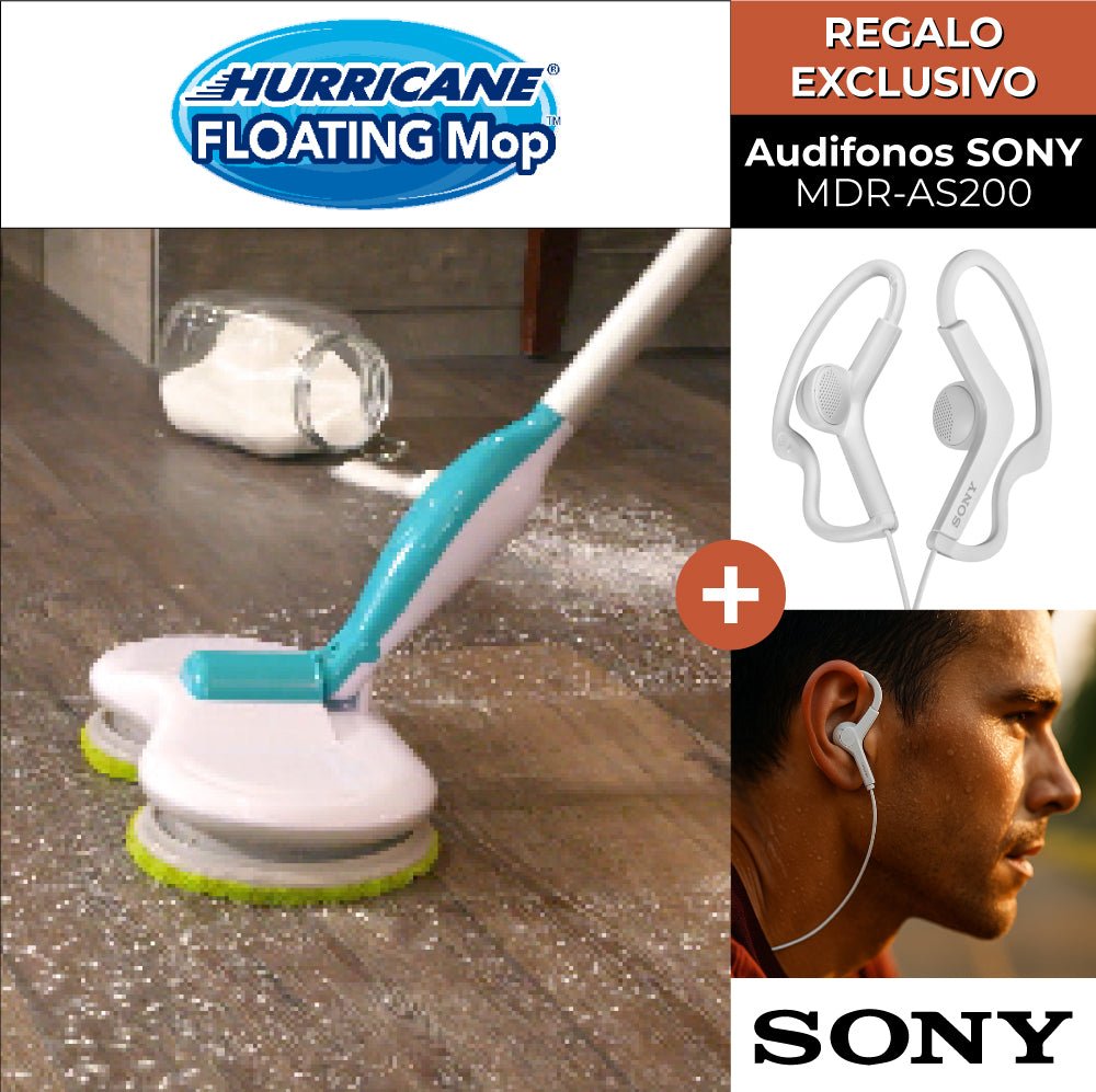 Hurricane Mop: Trapeador Eléctrico Giratorio + Regalo Audífonos SONY