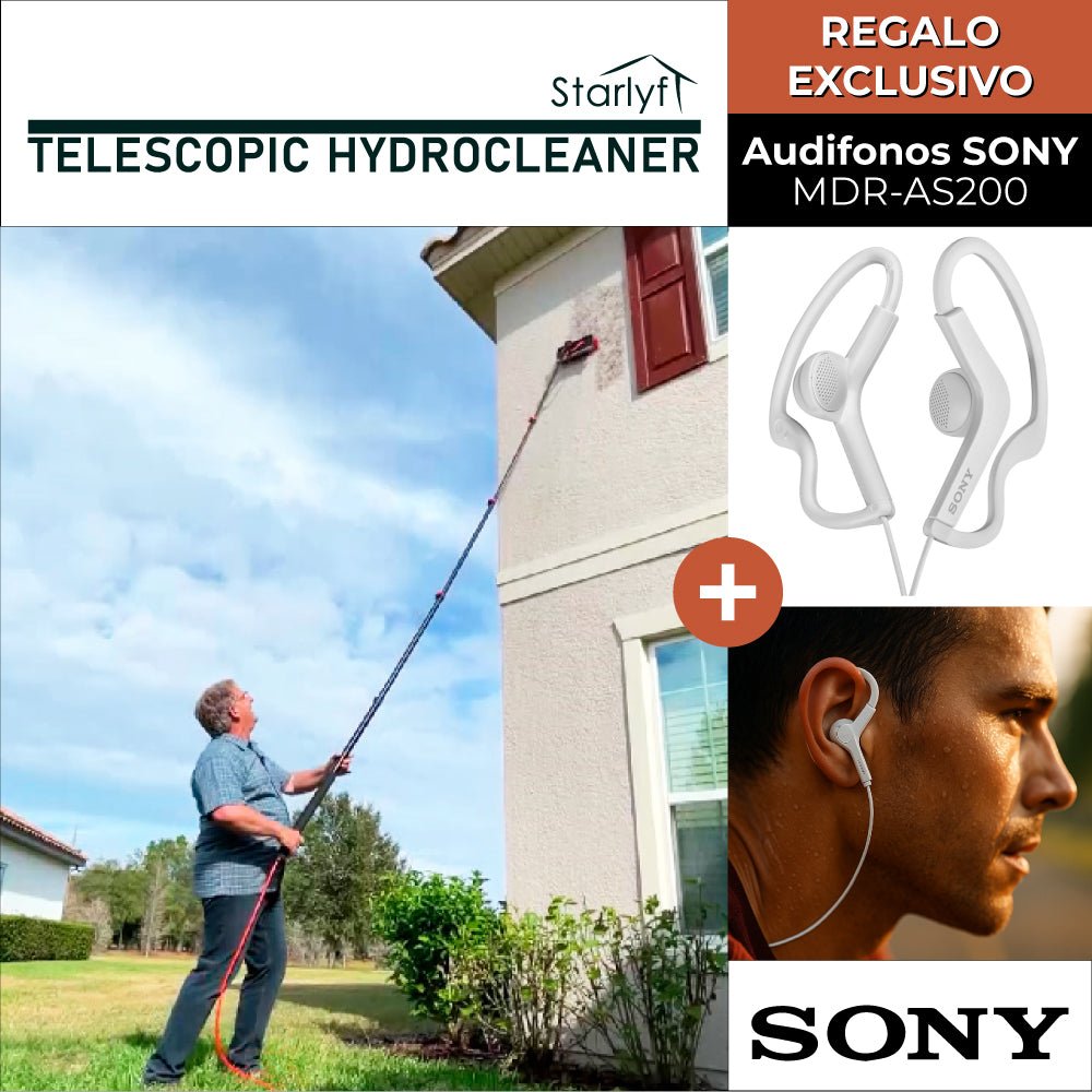 HYDROCLEANER 7 Mts: Cepillo, escurridor y limpiado de altura + Regalo: Audífonos Sony