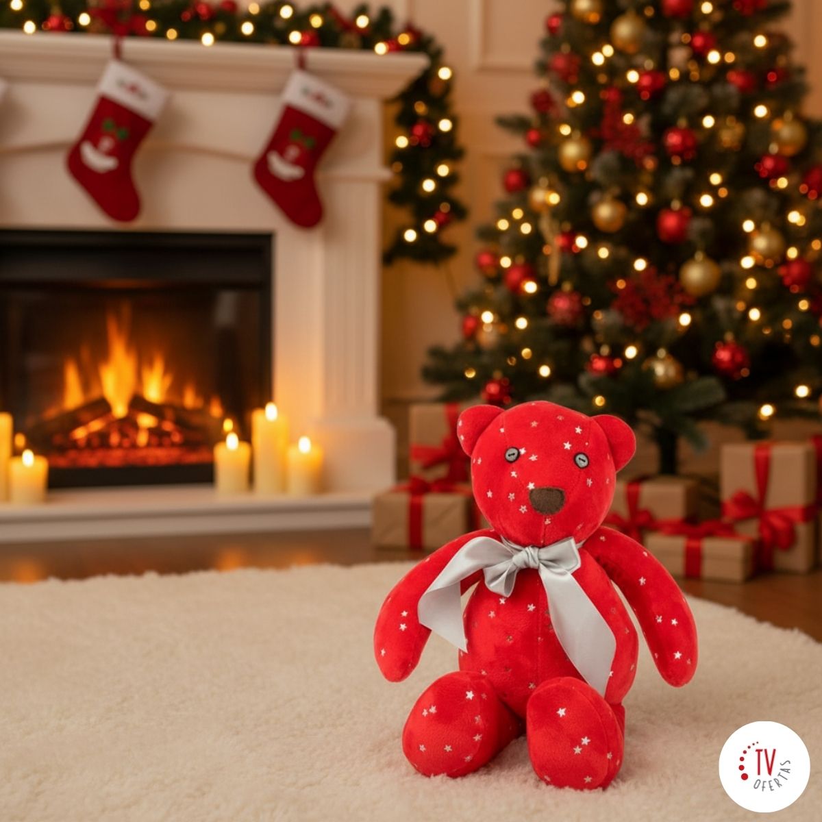 Oso de Peluche Navideños: Cielo Carmesí