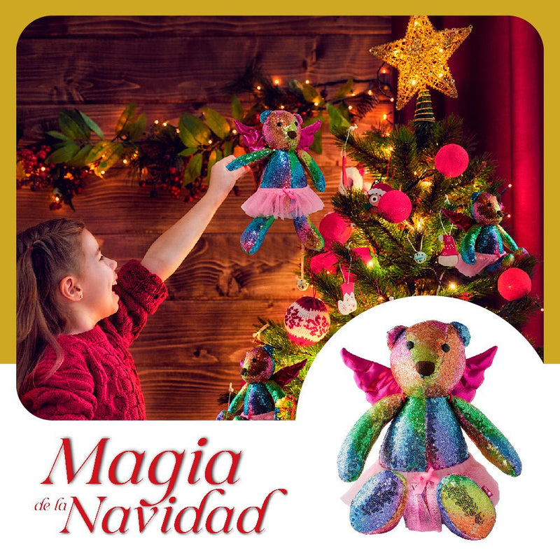 Oso de Peluche Navideños: Destellos Arcoíris