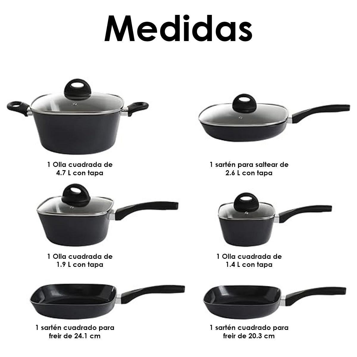 READYCOOK Batería 10 Pzs de Aluminio Forjado Antiadherente