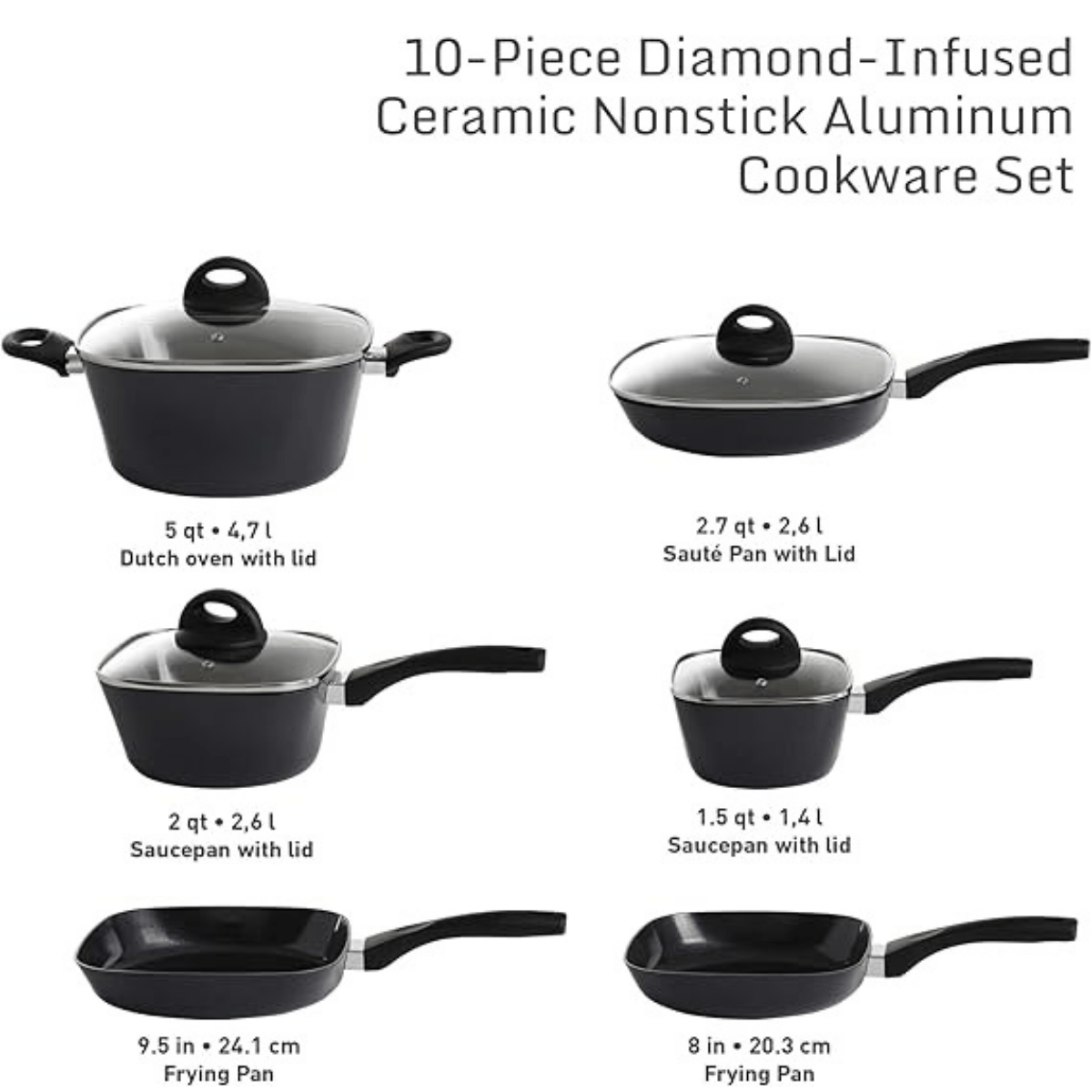 READYCOOK Batería 10 Pzs de Aluminio Forjado Antiadherente